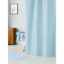 Vermont Country Store Stay-Dry Water-Repellant Cotton Shower Curtain Seafoam