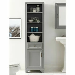 Vermont Country Store Slender Space-Saving Cabinet Gray