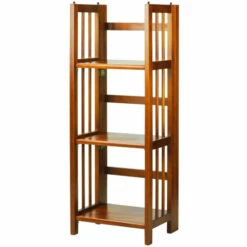 Vermont Country Store Solid Wood Slim-Fit Folding Bookshelf White