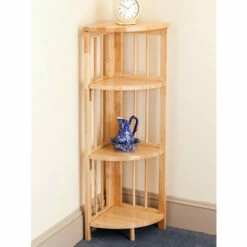 Vermont Country Store Solid Wood Corner Folding Bookshelf Natural