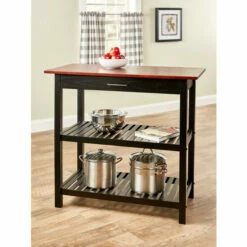 Vermont Country Store Rectangular Kitchen Island With Solid Maple Top Natural