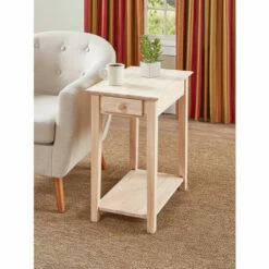 Vermont Country Store Country Casual Solid Wood Narrow End Table Heather Gray