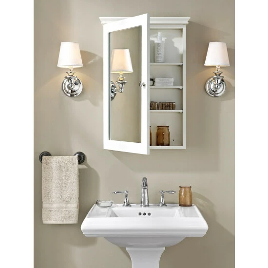 Vermont Country Store Nantucket Mirrored Wall Cabinet White - Image 2