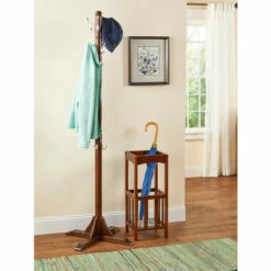 Vermont Country Store Umbrella Stand With Metal Tray Walnut