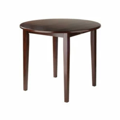 Vermont Country Store Solid Wood Round Drop-Leaf Table Walnut