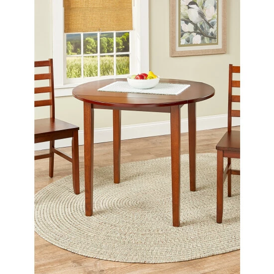 Vermont Country Store Solid Wood Round Drop-Leaf Table Walnut - Image 7