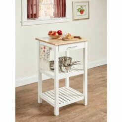 Vermont Country Store Square Kitchen Island With Solid Maple Top White