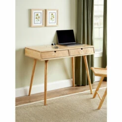 Vermont Country Store Modern Solid Wood Desk With USB Ports Natural