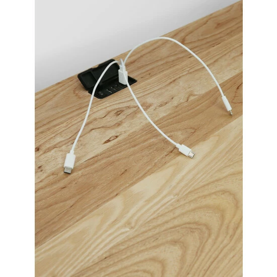 Vermont Country Store Modern Solid Wood Desk With USB Ports Natural - Image 3