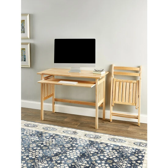 Vermont Country Store Solid Wood Folding Office Desk Natural - Image 4