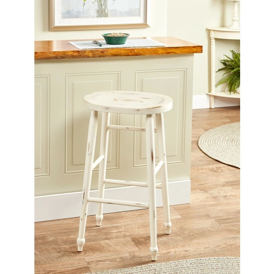Vermont Country Store Solid Wood Bar Stool With Built-In Handle White - Image 3