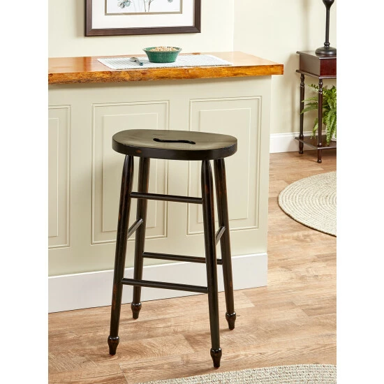 Vermont Country Store Solid Wood Bar Stool With Built-In Handle White - Image 4