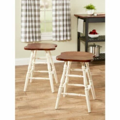 Vermont Country Store Solid Wood Counter Stool, Set Of 2 White