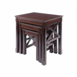 Vermont Country Store Solid Wood Nesting Side Table, Set Of 3 Cappuccino