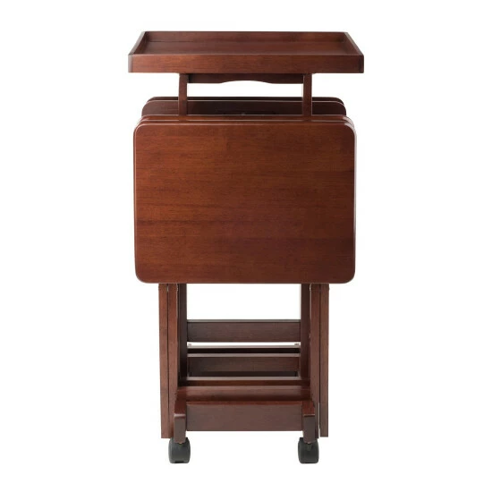 Vermont Country Store Solid Wood 6-Piece Snack Table Set Walnut - Image 3