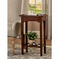 Vermont Country Store Solid Wood Chairside End Table Light Gray