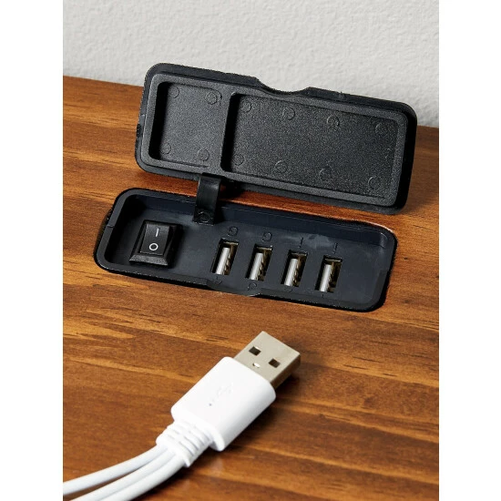 Vermont Country Store Solid Wood Side Table With USB Ports Brown - Image 4