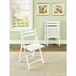 Vermont Country Store Solid Wood Slatted-Back Folding Chair, Set Of 4 Natural