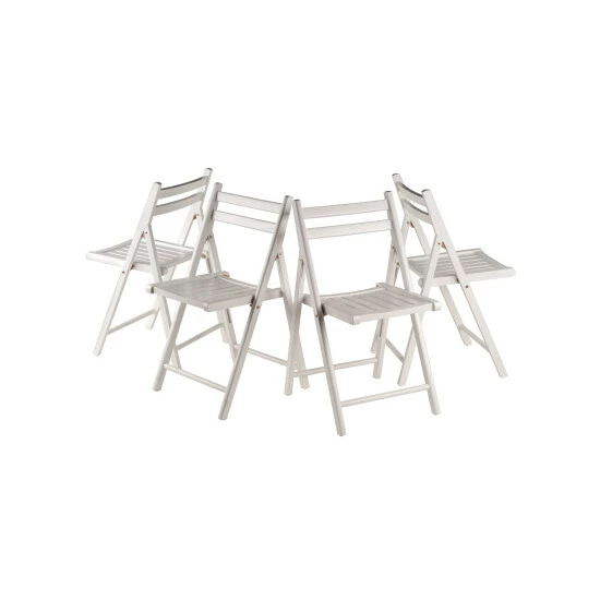 Vermont Country Store Solid Wood Slatted-Back Folding Chair, Set Of 4 Natural - Image 3