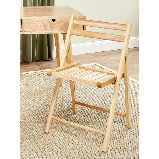 Vermont Country Store Solid Wood Slatted-Back Folding Chair, Set Of 4 Natural - Image 8