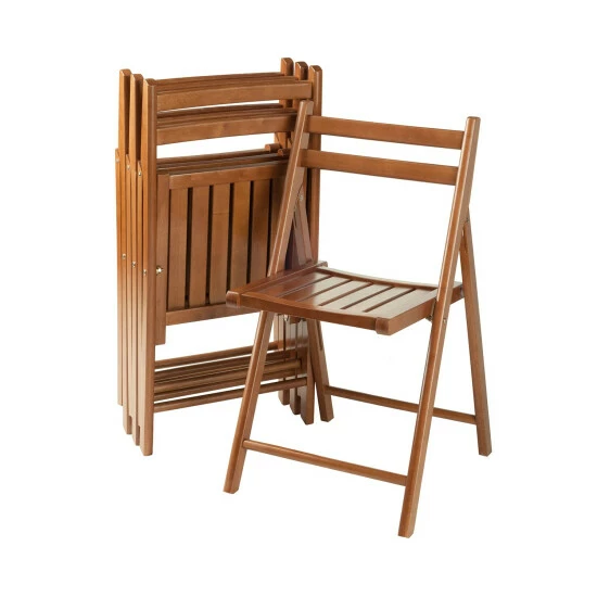 Vermont Country Store Solid Wood Slatted-Back Folding Chair, Set Of 4 Natural - Image 13