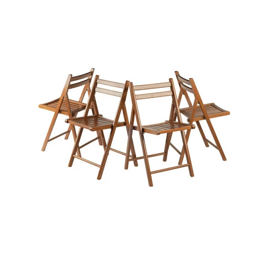 Vermont Country Store Solid Wood Slatted-Back Folding Chair, Set Of 4 Natural - Image 14