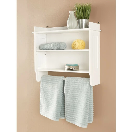 Vermont Country Store Addison Wall Shelf With Towel Bar White