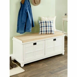 Vermont Country Store Woodview Solid Wood Storage Bench White