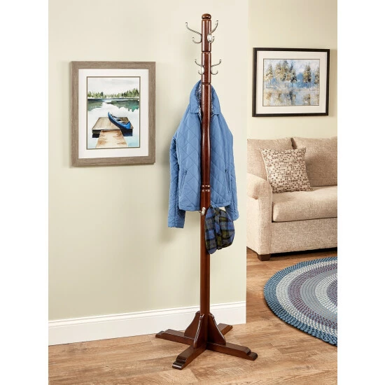 Vermont Country Store Solid Wood Coat Tree Rack Brown - Image 2