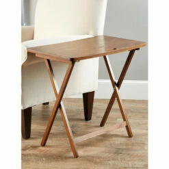 Vermont Country Store Solid Wood Space-Saving Folding Table Brown