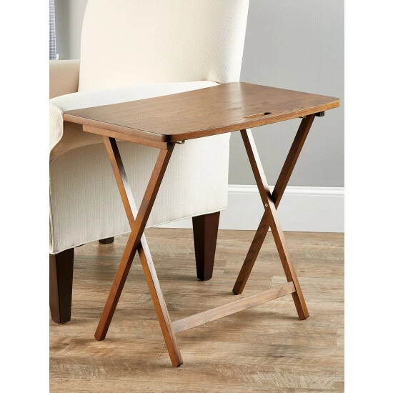 Vermont Country Store Solid Wood Space-Saving Folding Table Brown