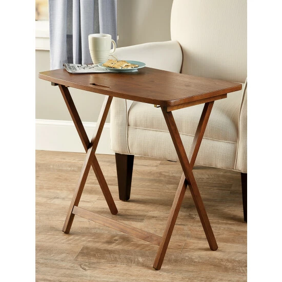 Vermont Country Store Solid Wood Space-Saving Folding Table Brown - Image 2