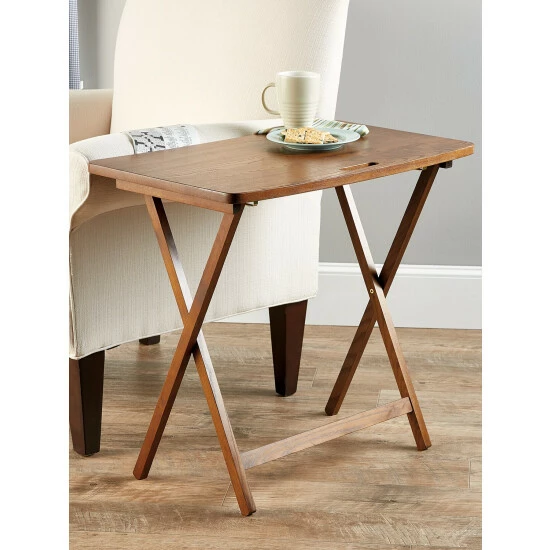 Vermont Country Store Solid Wood Space-Saving Folding Table Brown - Image 3