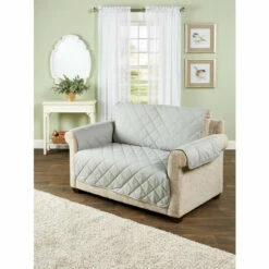 Vermont Country Store Stay-Put Quilted Furniture Protector, In 3 Sizes Gray Blue