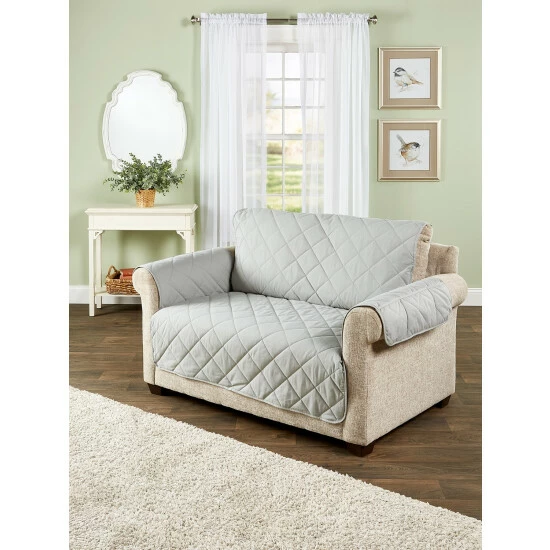 Vermont Country Store Stay-Put Quilted Furniture Protector, In 3 Sizes Gray Blue
