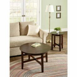 Vermont Country Store Classic Solid Wood Round Coffee Table Espresso