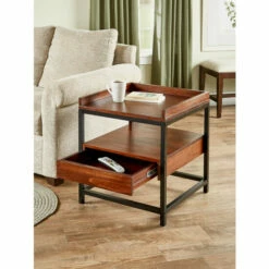 Vermont Country Store Top-Shelf End Table With Drawer Brown