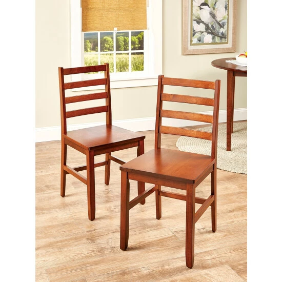 Vermont Country Store Solid Wood Ladderback Chair, Set Of 2 Walnut - Image 3