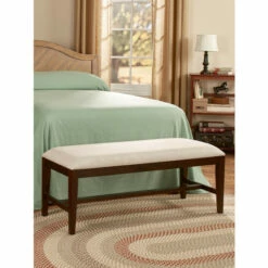 Vermont Country Store Solid Wood Bench With Upholstered Seat Dark Cherry