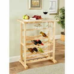 Vermont Country Store Solid Wood Wine Storage Rack Natural