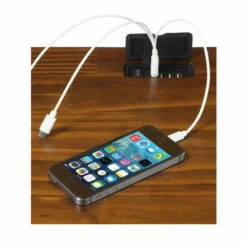 Yushan Mission Solid Wood End Table With USB Ports Warm Brown