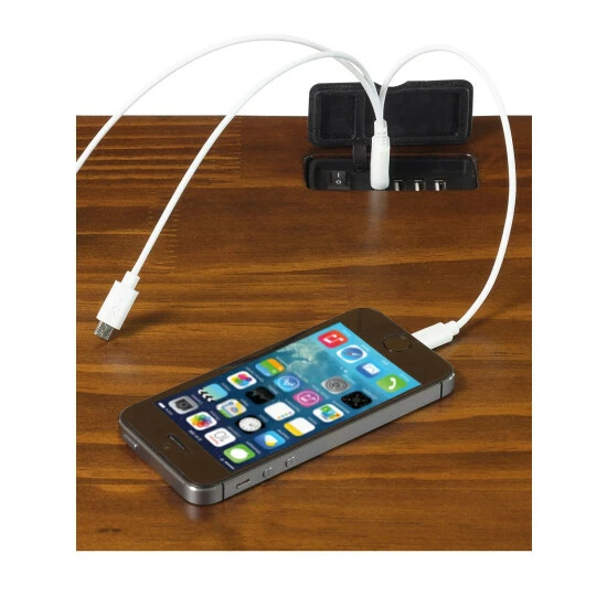 Yushan Mission Solid Wood End Table With USB Ports Warm Brown