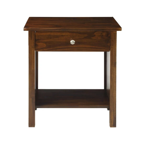 Yushan Mission Solid Wood End Table With USB Ports Warm Brown - Image 4