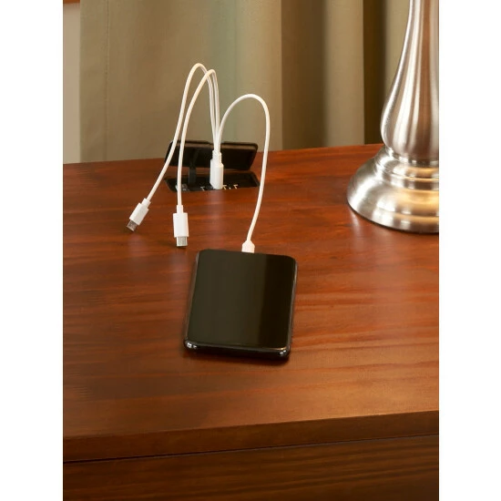 Yushan Mission Solid Wood End Table With USB Ports Warm Brown - Image 6