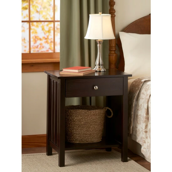 Yushan Mission Solid Wood End Table With USB Ports Warm Brown - Image 7