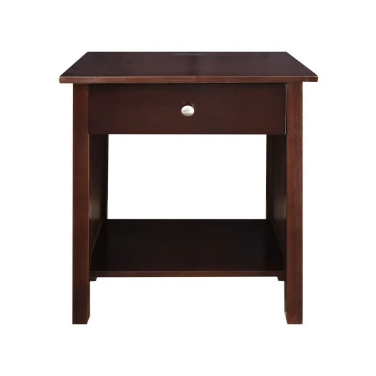 Yushan Mission Solid Wood End Table With USB Ports Warm Brown - Image 11