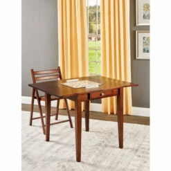 Vermont Country Store Solid Wood Square Drop-Leaf Table Walnut