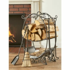 Vermont Country Store Wrought Iron Firewood Holder With Tools