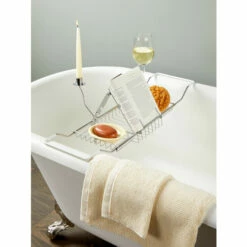 Vermont Country Store Spa Day Stainless Steel Bathtub Caddy