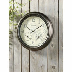 BULOVA Illuminated Outdoor Clock With Thermometer